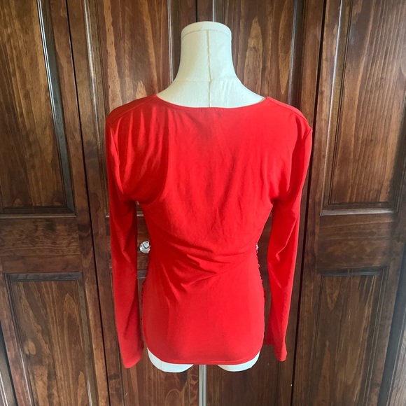 Cache Red Ruched V-Neck Top - Picture 3 of 4